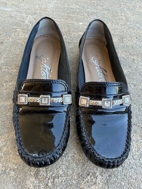 Brighton Noble Patent Black Loafers Classic Slip On Shoes Women’s Size 6.5